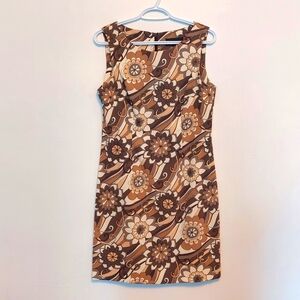 Floral Brown Sleeveless Dress Hippie Boho Retro Size M 8
